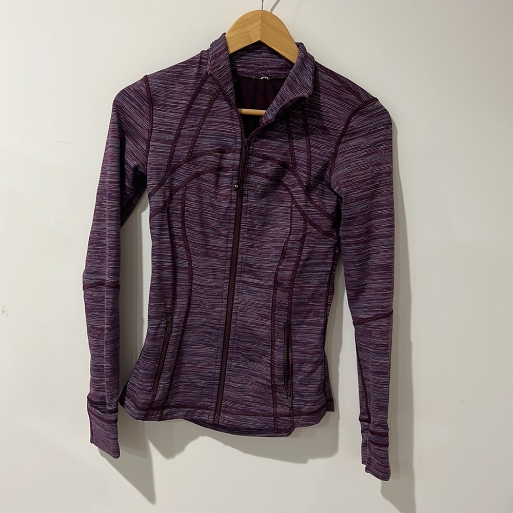 • Lululemon • Define Zip Up Athletic Jacket Edge Stripe Jacquard Purple 4 Womens - Picture 3 of 5
